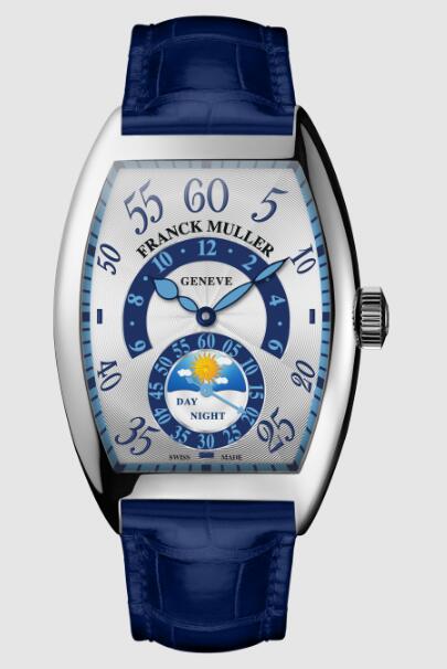 Franck Muller Cintree Curvex Double Retrograde Hour Day & Night Replica Watch 7880 HR JN S6 II blue leather